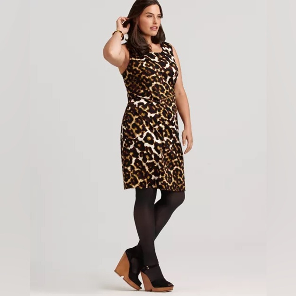 Calvin Klein Ponte Animal Print Dress with Zippers
